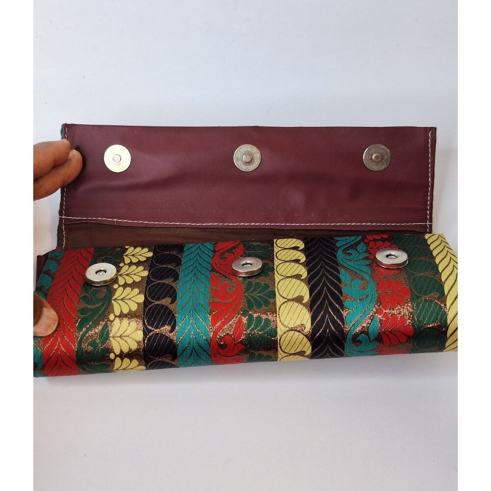 Vintage Rectangle Fun Party Paisley Metallic Small Clutch Handbag Old Money 90's - Picture 7 of 12